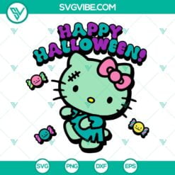 Cartoons, Halloween, SVG Files, Hello Kitty Zombie Happy Halloween SVG File PNG 2