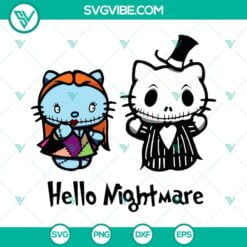 Cartoons, Halloween, SVG Files, Hello Nightmare SVG Download, Jack And Sally 2