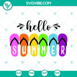 Summer, SVG Files, Hello Summer Flip Flops SVG Download PNG DXF EPS hello 24