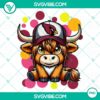 Highland cow wearing Arizona Cardinals football gear, PNG file perfect for sports fans merchandise.