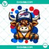 Highland cow with Buffalo Bills football design PNG file, ideal for sports-themed digital projects.
