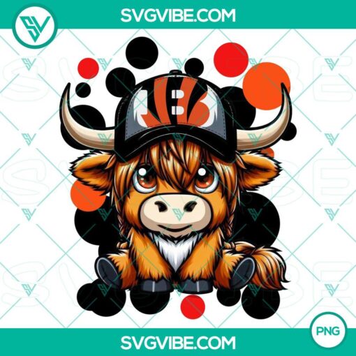 highland cow cincinnati bengals football png file mockup