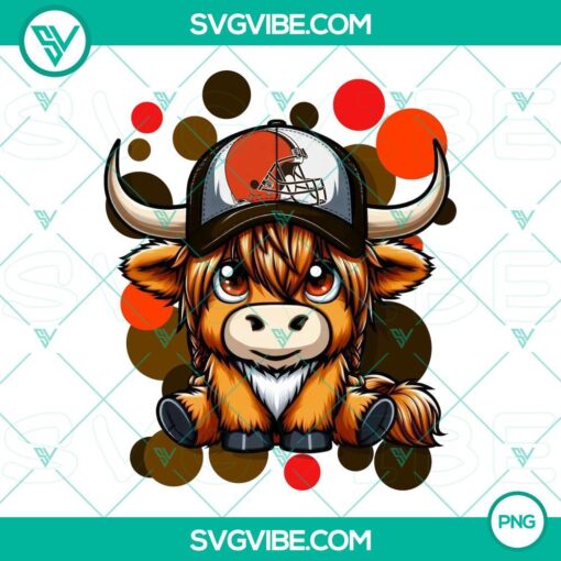 highland cow cleveland browns football png file mockup 1