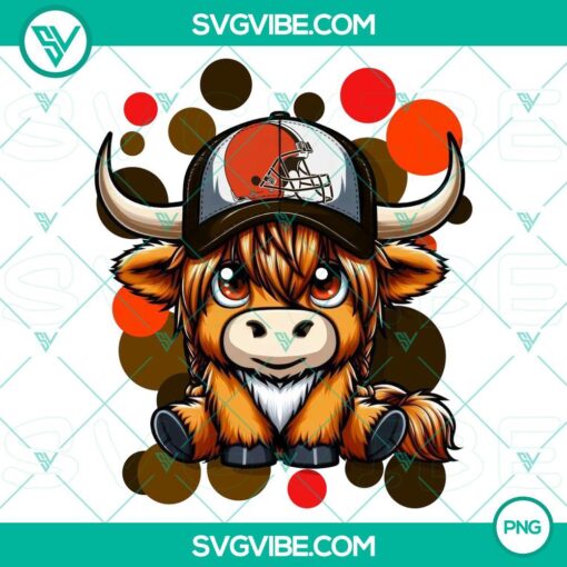 highland cow cleveland browns football png file mockup