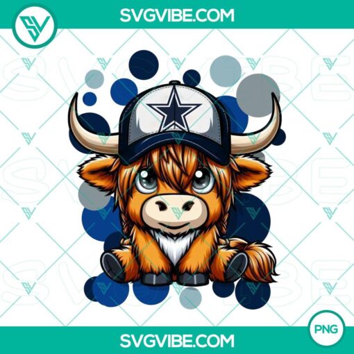 highland cow dallas cowboys football png file mockup 1