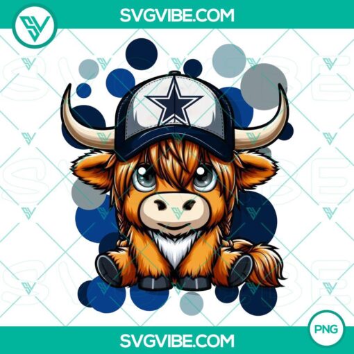 highland cow dallas cowboys football png file mockup