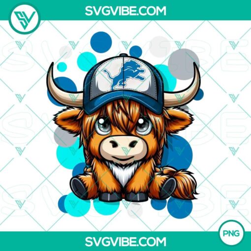 highland cow detroit lions football png file mockup 1