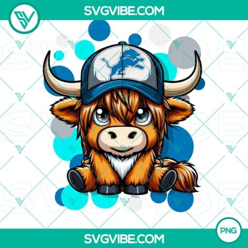 highland cow detroit lions football png file mockup