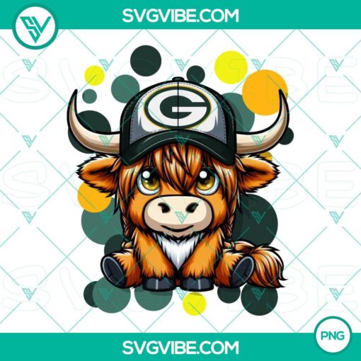 highland cow green bay packers football png file mockup 1