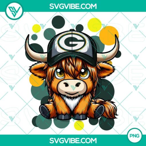 highland cow green bay packers football png file mockup