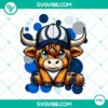 Highland cow mascot wearing Indianapolis Colts football gear, PNG image file perfect for sports-themed designs.