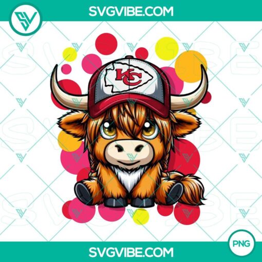 highland cow kansas city chiefs football png file mockup 1