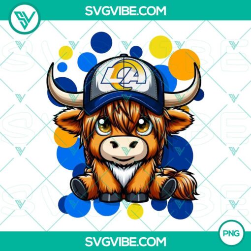 highland cow los angeles rams football png file mockup 2