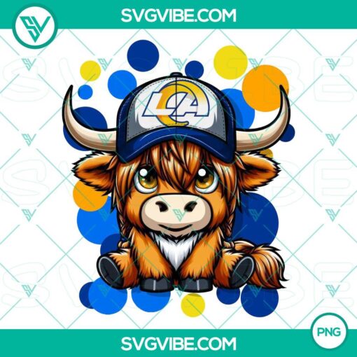 highland cow los angeles rams football png file mockup