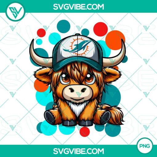 highland cow miami dolphins football png file mockup 1