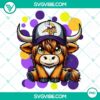 Highland cow wearing Minnesota Vikings football gear, PNG files for sports fans.