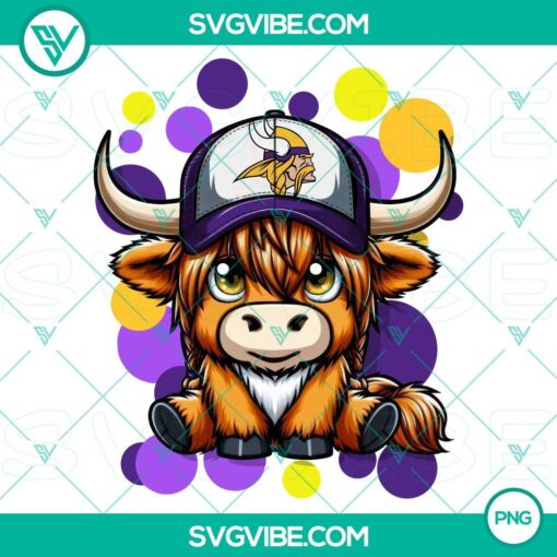 highland cow minnesota vikings football png file mockup