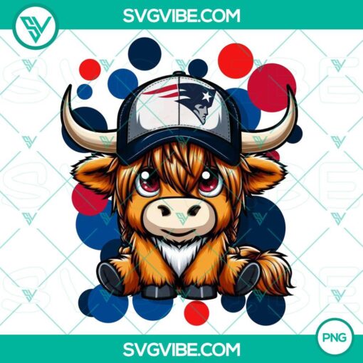 highland cow new england patriots football png file mockup