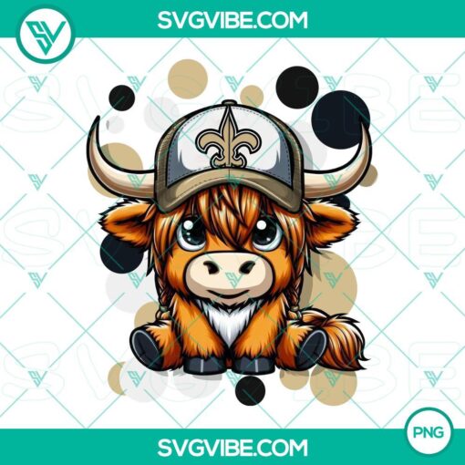 highland cow new orleans saints football png file mockup 1