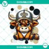 Highland cow wearing New Orleans Saints football gear, transparent PNG images for sports fans and design projects.