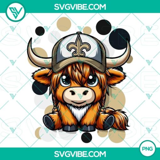 highland cow new orleans saints football png file mockup