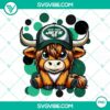 Highland cow wearing New York Jets football gear digital PNG files for download.