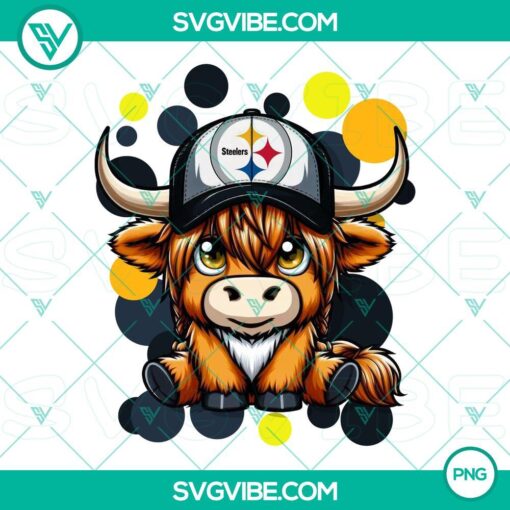 highland cow pittsburgh steelers football png file mockup 1