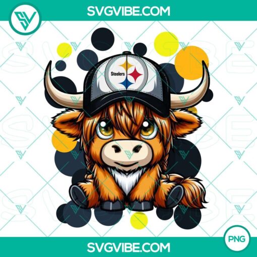 highland cow pittsburgh steelers football png file mockup