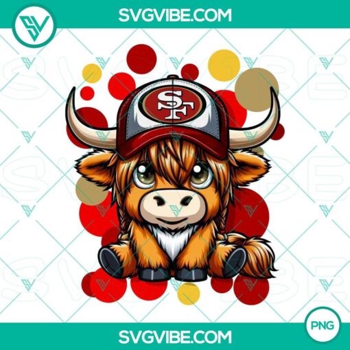 highland cow san francisco 49ers football png file mockup 1