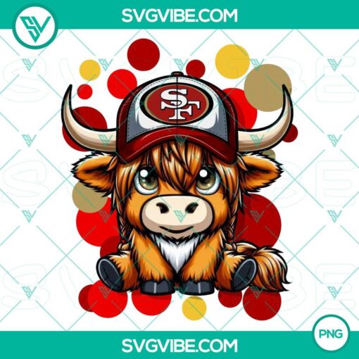 highland cow san francisco 49ers football png file mockup