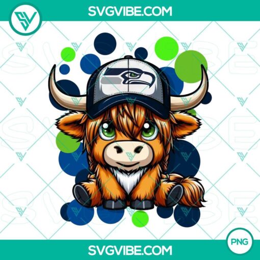 highland cow seattle seahawks football png file mockup 1