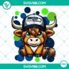 Highland cow wearing Seattle Seahawks football jersey, PNG download file perfect for NFL fans.
