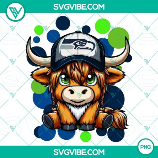 highland cow seattle seahawks football png file mockup