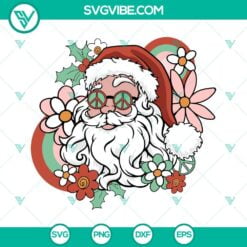 Christmas, SVG Files, Hippie Santa SVG Image, Christmas Retro Santa Claus SVG 2