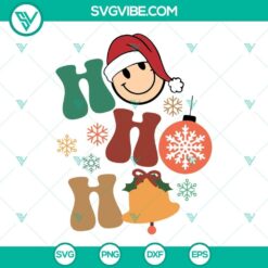 Santa Claus Happy Face Christmas SVG illustrations, Ho Ho Ho Christmas cut file. Festive holiday design with jolly Santa Claus.