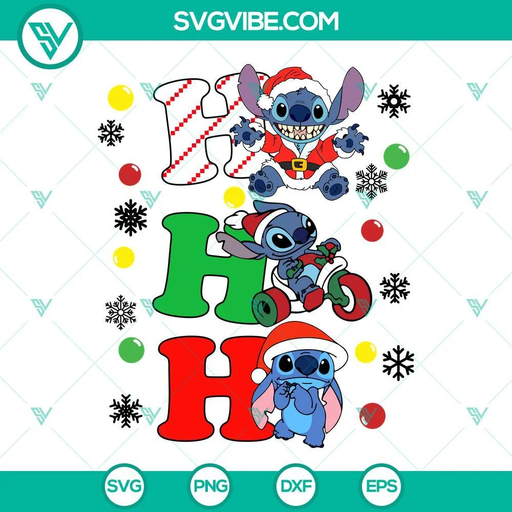 Christmas, Disney, SVG Files, Ho Ho Ho Stitch Christmas Svg, Stitch Santa Hat 1