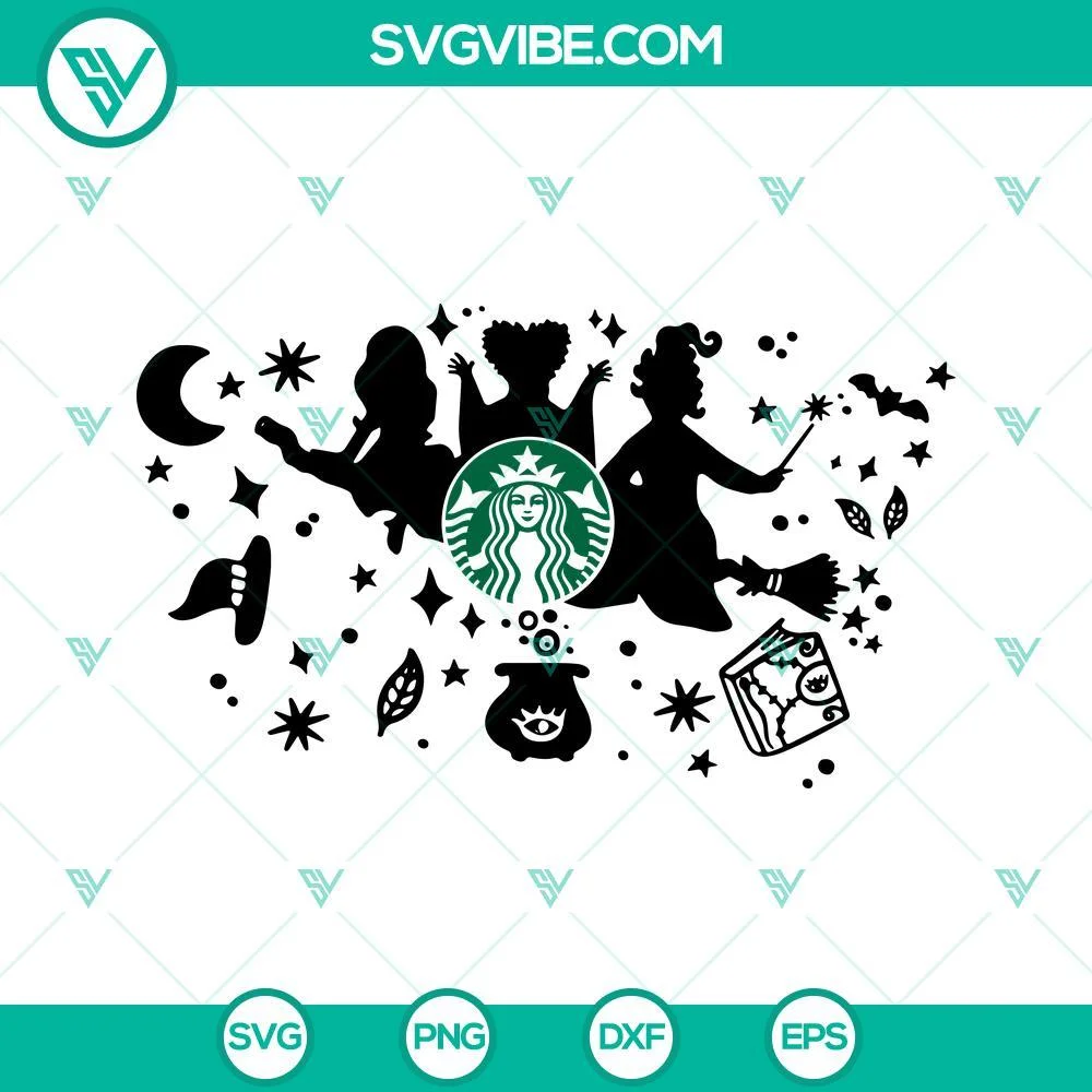 Halloween, Starbucks Cup Wrap, SVG Files, Hocus Pocus Starbucks Cup SVG Image, 1