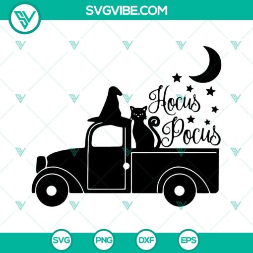 hocus pocus truck with black cat svg sanderson sisters svg halloween truck svg cricut silhouette 9 mockup