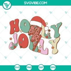 Christmas, SVG Files, Holly Jolly Leopard Print Bolt Christmas SVG File, Holly 5