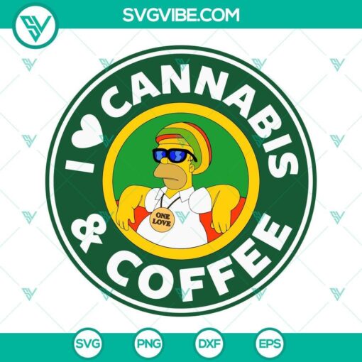 homer simpson i love cannabis and coffee starbucks logo svg the simpsons weed svg funny coffee and weed quotes svg 5 mockup