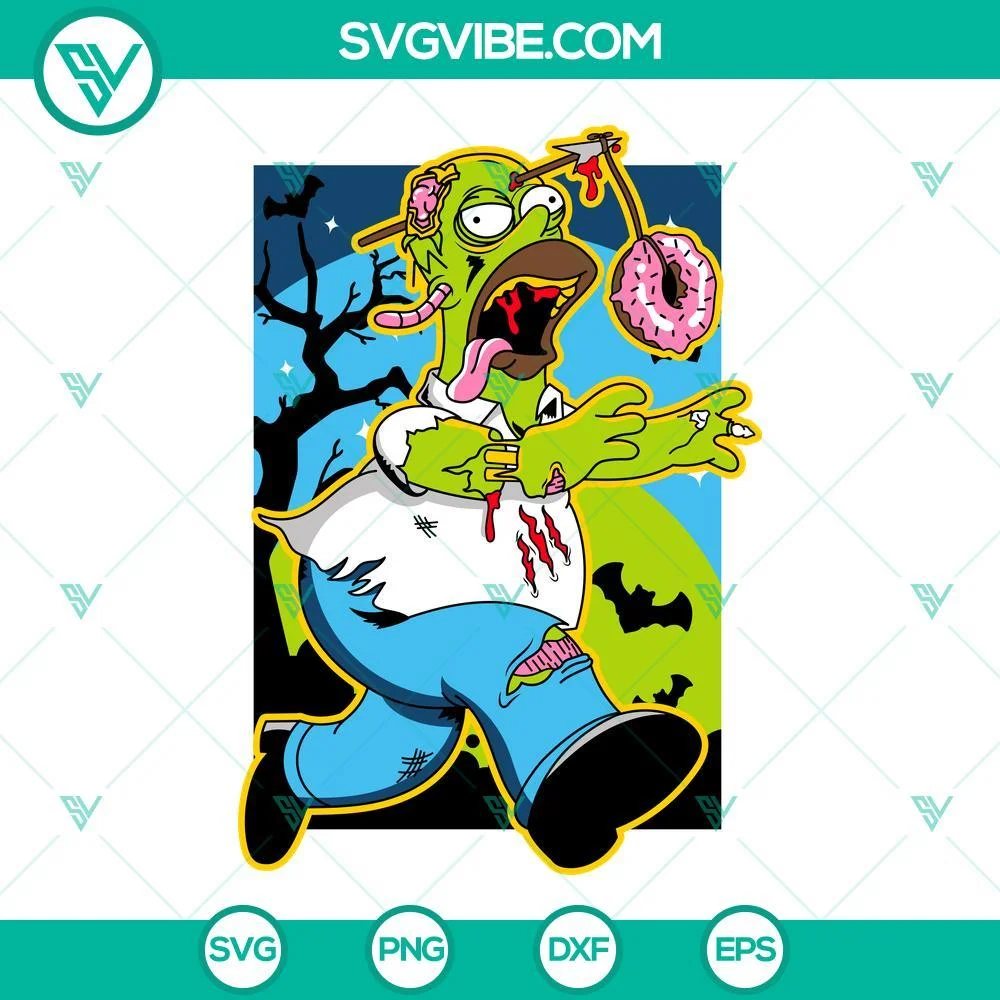 Disney, Halloween, SVG Files, Homer Zombie Simpson SVG File, Simpson Halloween 1