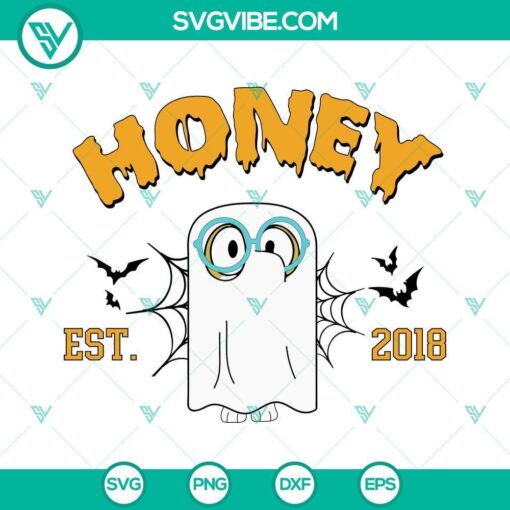 honey bluey halloween est 2018 svg honey dog ghost svg disney bluey halloween svg png dxf eps cricut 2 mockup