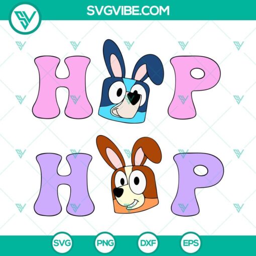 hop hop bluey svg heeler dogs bunny ears svg bluey and bingo funny easter svg png dxf eps 4 mockup