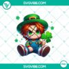 Horror characters celebrating St Patrick's Day in PNG images bundle, featuring Freddy Krueger, Pennywise, and more. Great for horror fans.