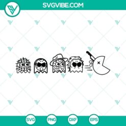 Horror characters Pac Man SVG download for Halloween, PNG, DXF, and EPS formats.