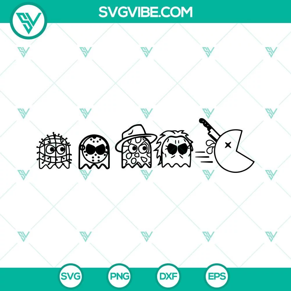 Halloween, SVG Files, Horror Characters Pac Man SVG Download, Halloween Pac Man 1