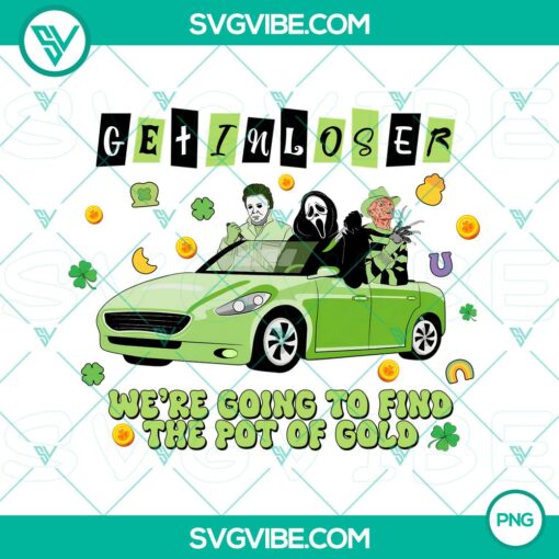 horror characters shamrock png get in loser weaeurtmre going to find the pot of gold png happy st patricks day png mockup