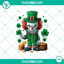 Horror movie characters celebrate St. Patrick's Day with a pot of gold in PNG download bundle.