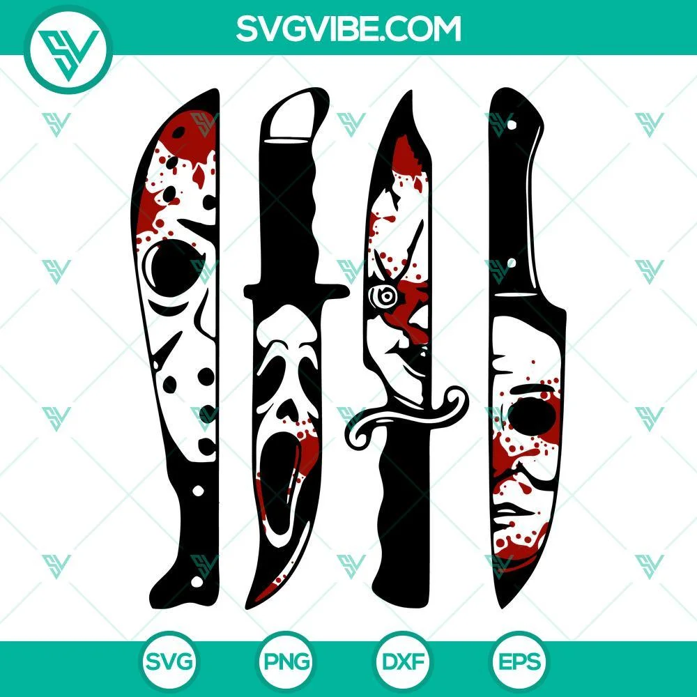 Halloween, SVG Files, Horror Movie Characters In Knives SVG File, Halloween SVG 1