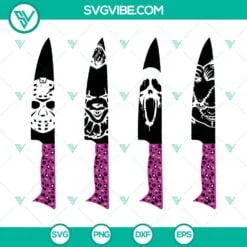 Halloween, SVG Files, Horror Movie Characters In Knives SVG Image, Pink 2